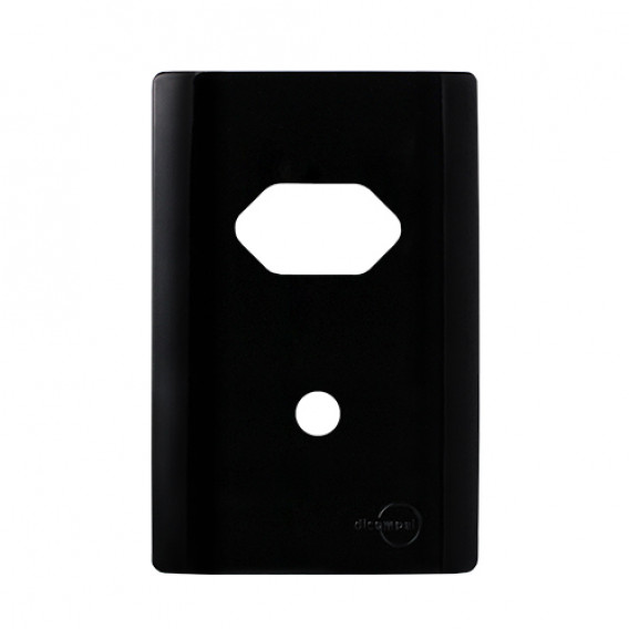 Placa p/ 1 Tomada + furo 4x2 - Novara Preto Brilhante